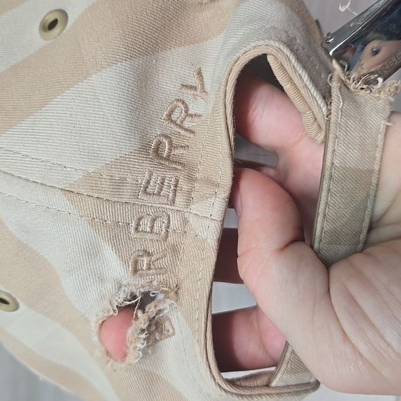 Burberry Mens Striped Beige & Tan Baseball Cap Sz Xl - Picture 8 of 15